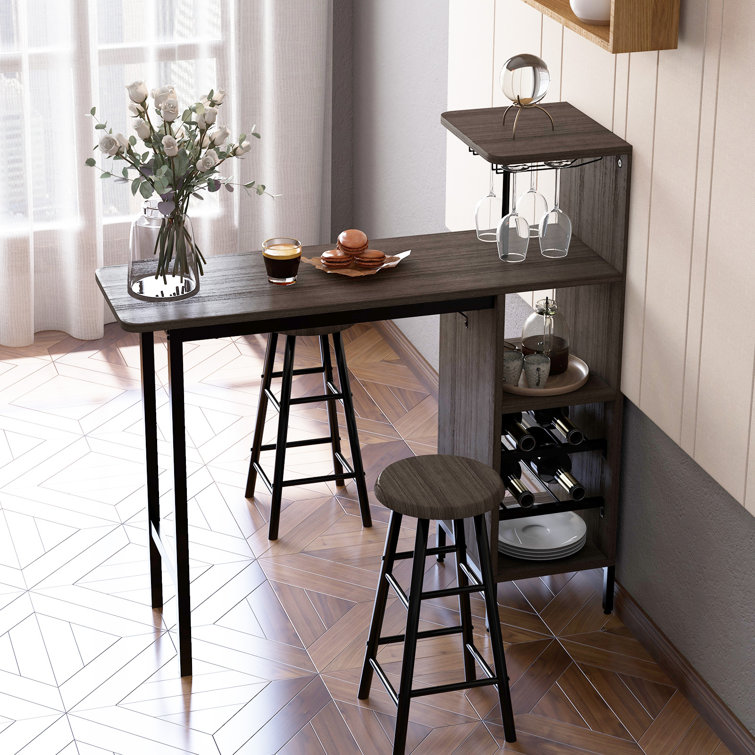 Narrow bar deals table with stools